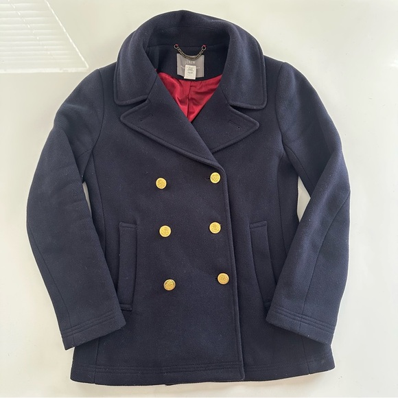 J. Crew Stadium Cloth by Nello Gori Navy Double-Breasted Wool Pea Coat - Picture 2 of 10